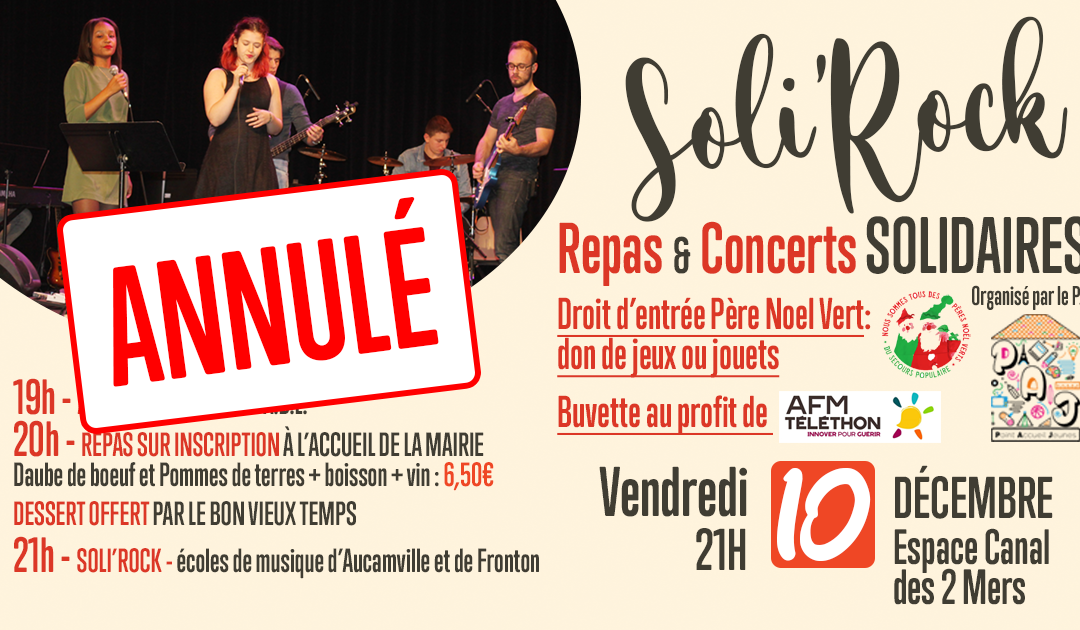 Concert solidaire Soli’Rock – ANNULÉ