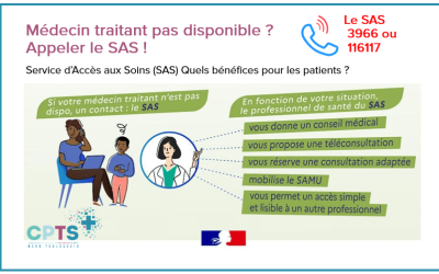 INFORMATION : Accès rapide aux soins avec le SAS, appelez le 116117.